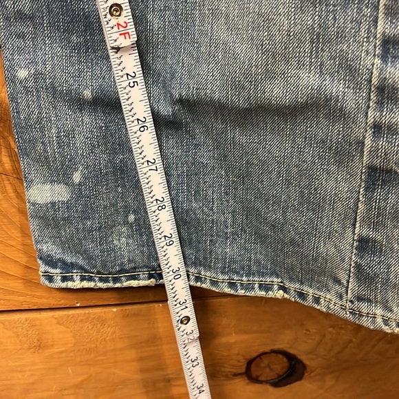 American Eagle Jeans Mens 29/30 Bootcut Blue Distressed Medium Wash Logo Patch - Picture 3 of 12